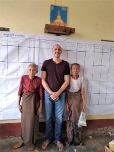 Shaun meeting community leaders in Southern Myanmar