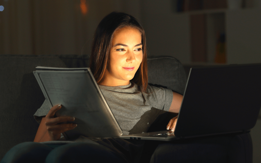 Female Student studying at night