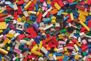 A pile of colourful lego pieces