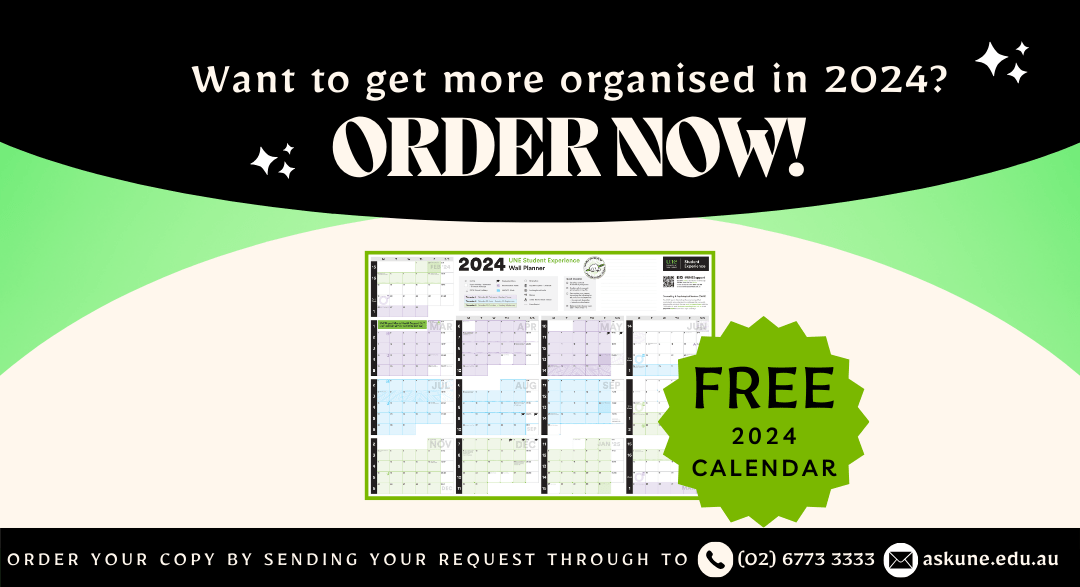 Order Your Free 2024 UNE Student Wall-Planner Now