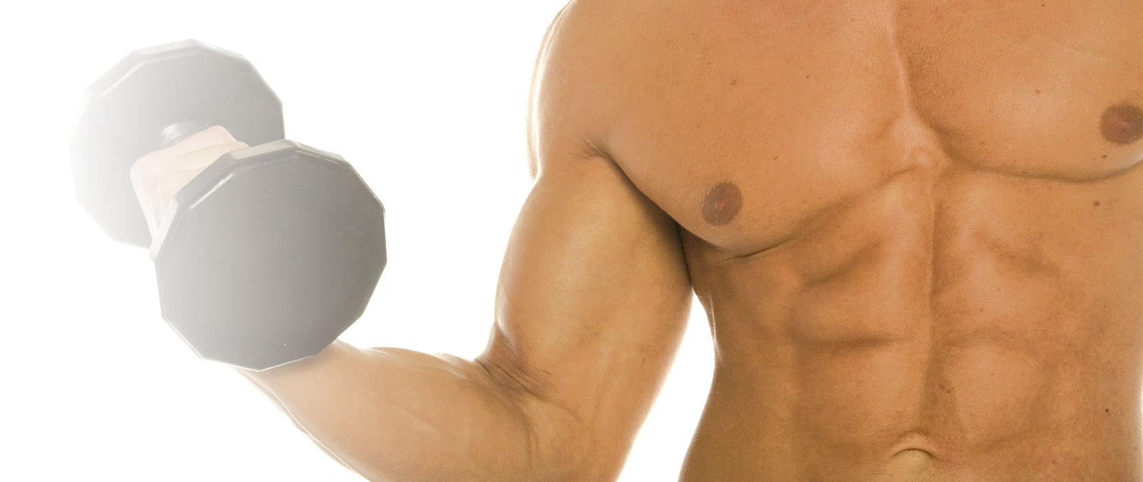 A muscular man lifting weights.